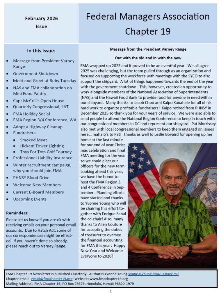 February 2026 Federal Managers Association Chapter 19 Newsletter